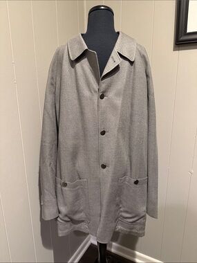 Zanetti Men's Large Gray Classic Button-Front Trench Coat